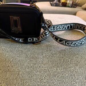 Karl Lagerfeld Black Belt Bag with Logo Strap
